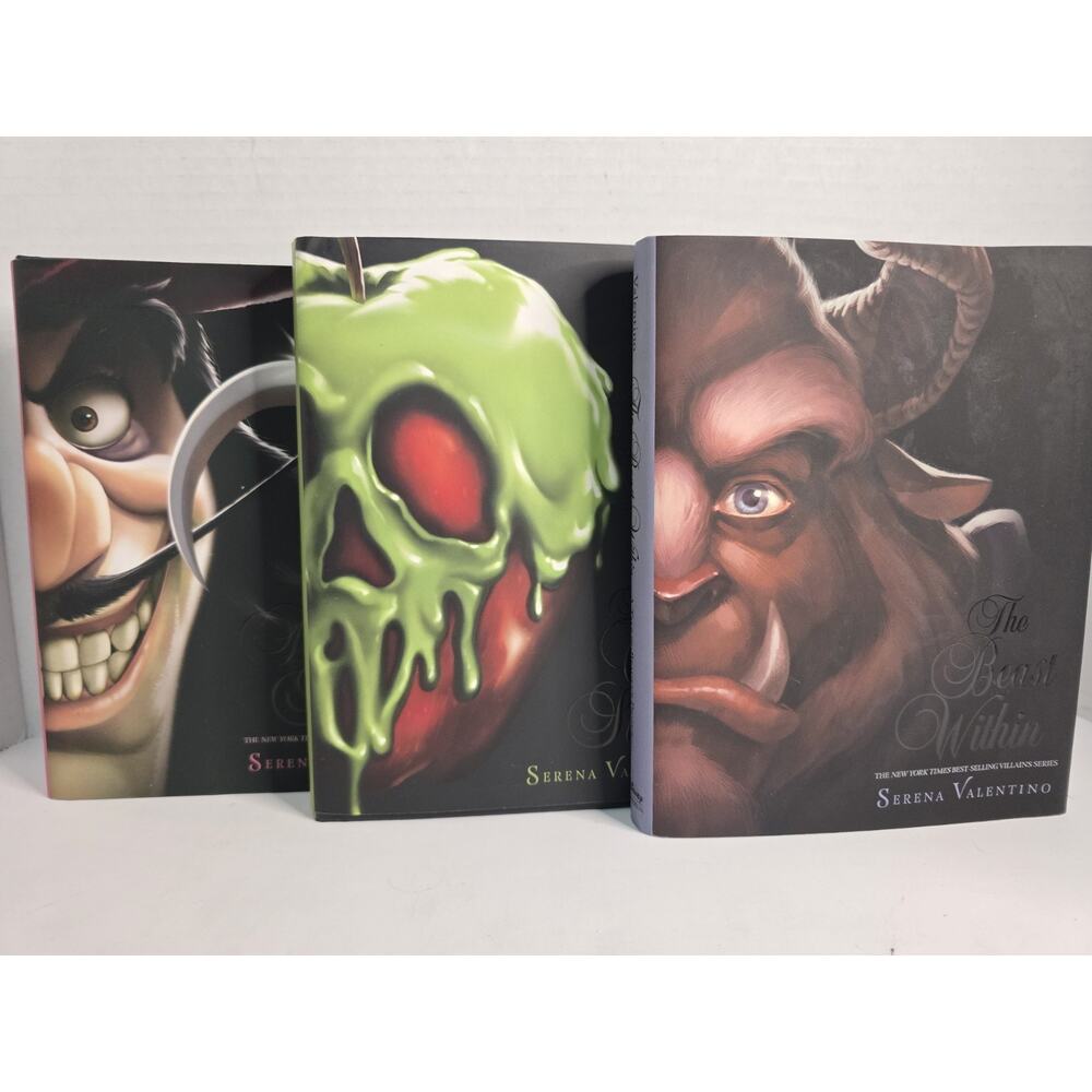 DISNEY VALENTINO VILLIANS 3 Hardcover BOOK Lot Beast, Never Never, Odd Sisters